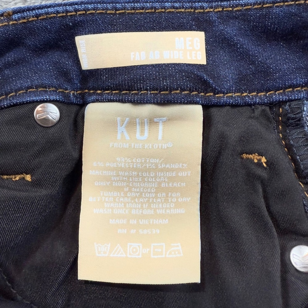 KUT from the Kloth Meg Fab Ab Wide Leg Jeans Dark Wash Raw Hem 2P - Picture 5 of 11